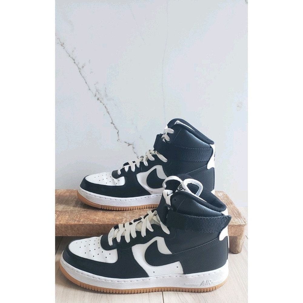Nike Air Force 1 High Top Sneakers Mens 10 Black White Gum Panda by You Custom - Picture 2 of 7